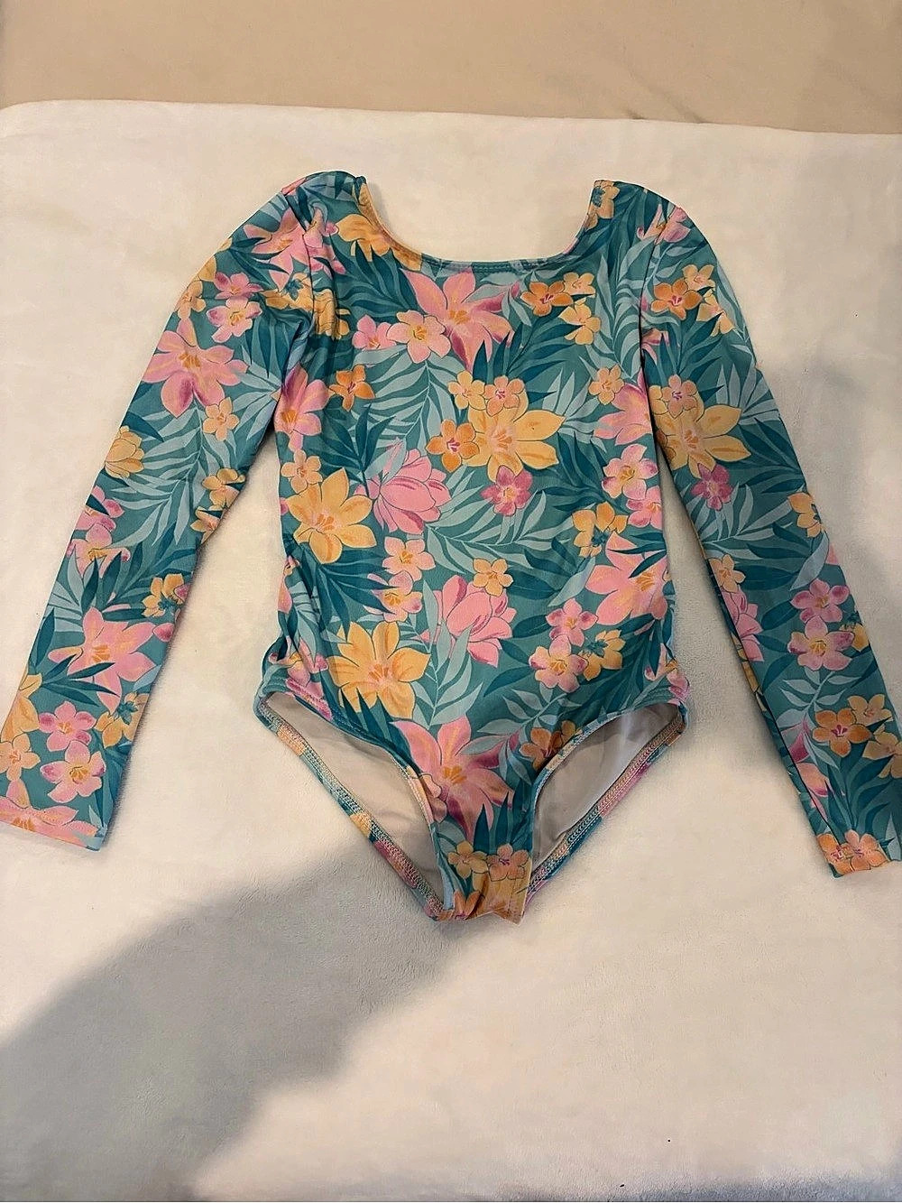 Billabong Floral Long Sleeve One-Piece in Blue & Pink
